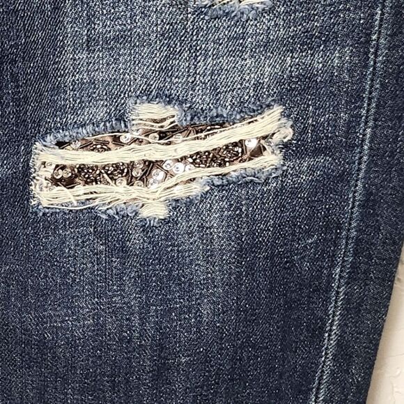 Abercrombie & Fitch Sequin Destroyed Boyfriend Straight Leg Jeans Size 26 - Picture 6 of 10